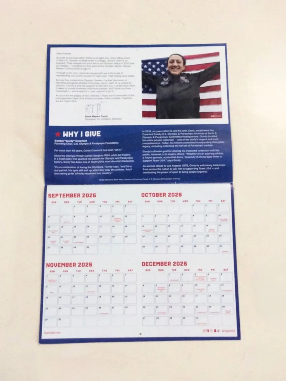 2027 Team USA 16-Month Wall Calendar 10.5